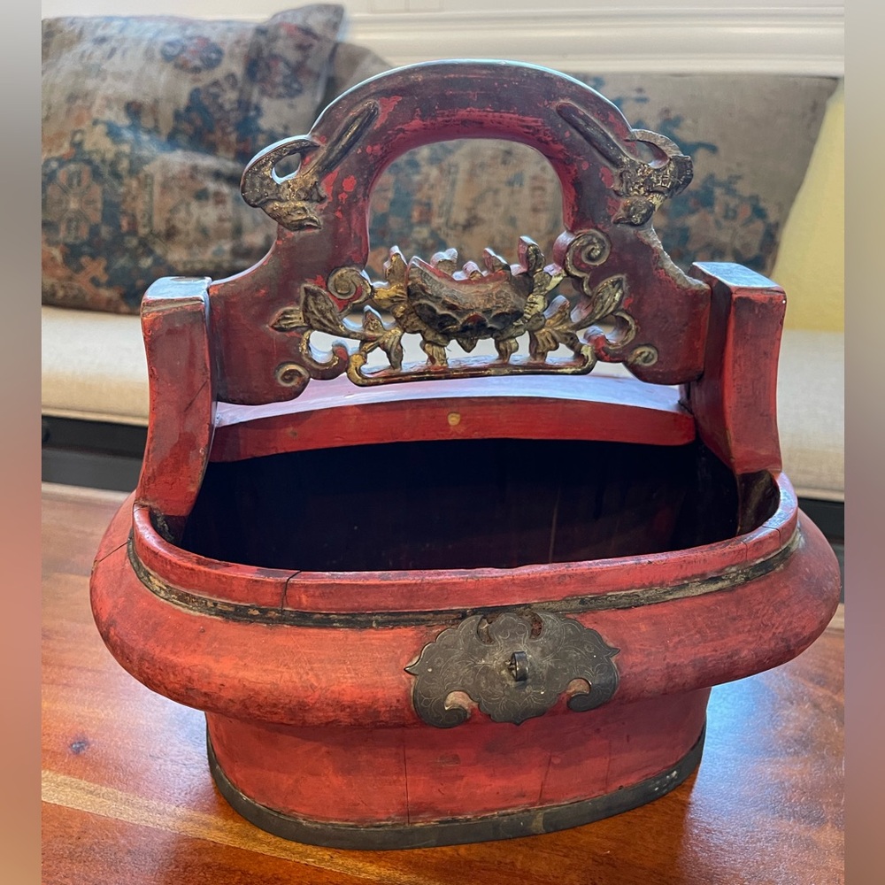 Antique Qing Dynasty Chinese Wooden
Basket, 19th Century so unique or best offer